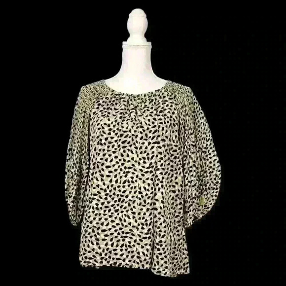 Anthropologie EASEL Animal Print GREEN/BLACK/WHITE Long Sleeve SEE MEASUREMENTS - Picture 5 of 14